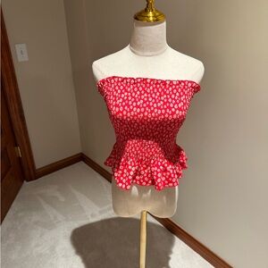 No Boundaries Red Floral Peplum Blouse